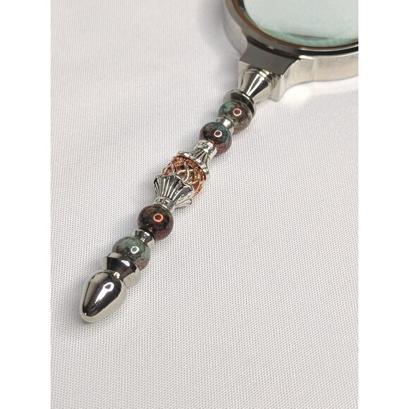 Beaded Desk Magnifying Glass with Gemstone Beads - 6 inches - Picture 2 of 6